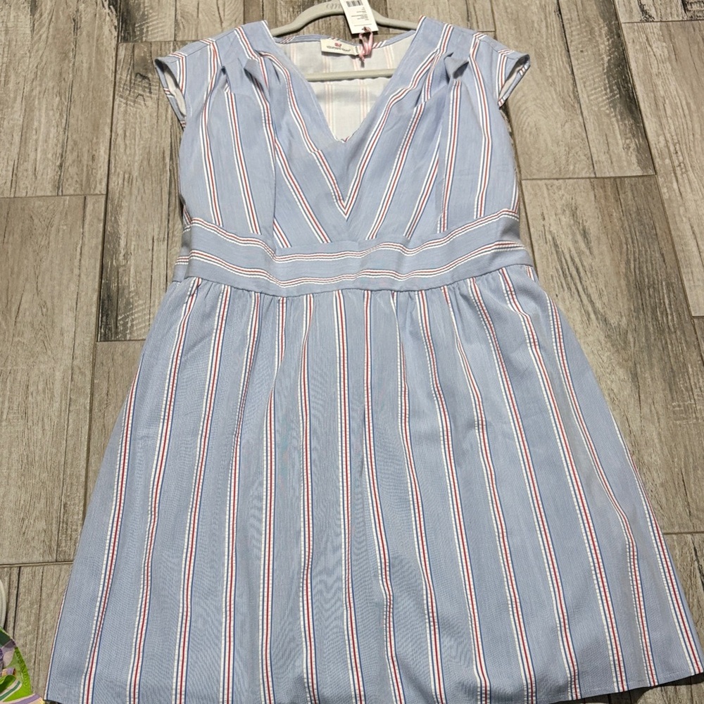 Vineyard Vines Light Blue Striped Midi Dress
